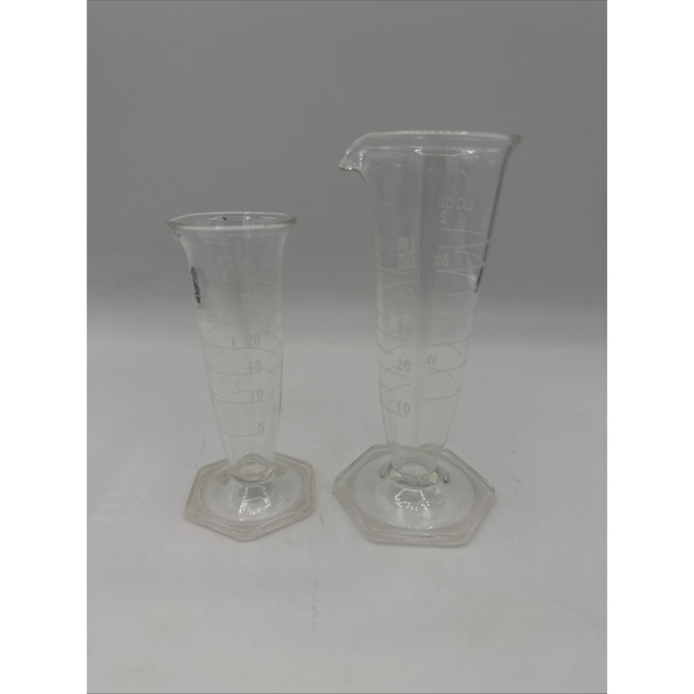 Vtg Kimax USA Conical Pharmaceutical Glass Graduate Laboratory Beakers.  Set 2